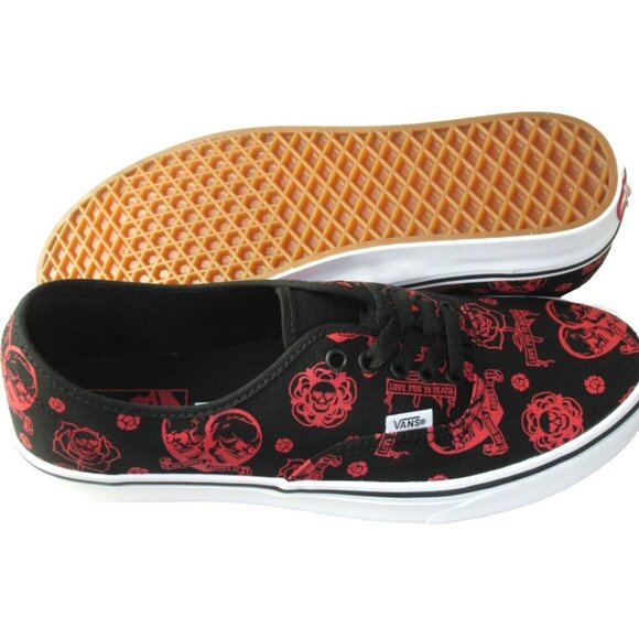 Vans Men's Authentic Love you To Death Black Red Canvas shoes Size 11.5 NIB - Picture 3 of 5